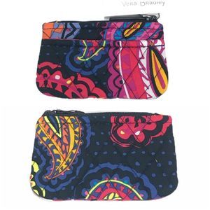 Vera Bradley Coin Purse In Twilight Paisley, Black, Blue,  Pink